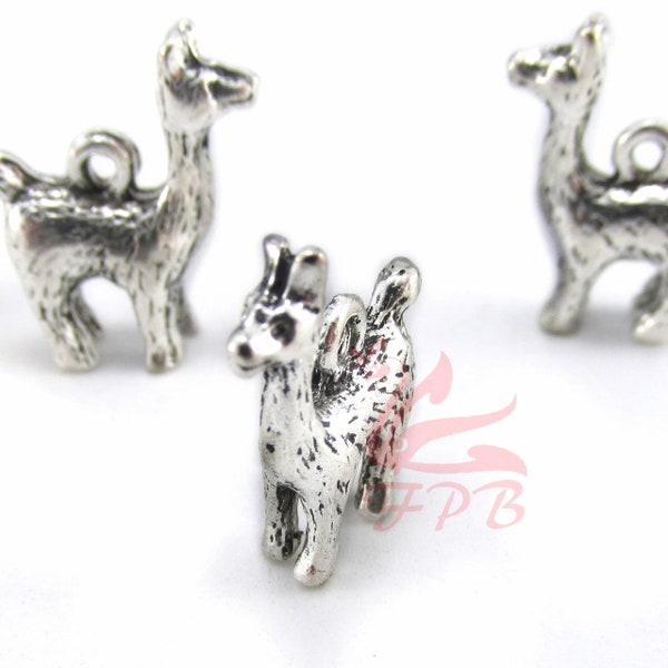 5 Llama Alpaca Charms 18mm Wholesale Antiqued Silver Plated Animal Pendants SC0088505