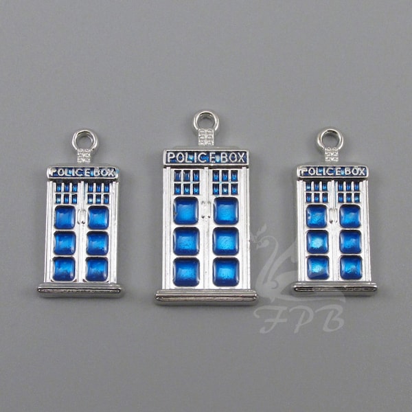 Police Box Charms 3 Pieces Matching Set - Wholesale Fandom Pendants CC0032009