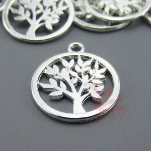 2 Tree Of Life Charms 20mm Wholesale Gold Plated Tree Pendants SC0112445