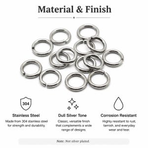 7mm Jump Rings - 100/200/500 Wholesale Stainless Steel 16 Gauge Open Jumprings F0018879 image 5