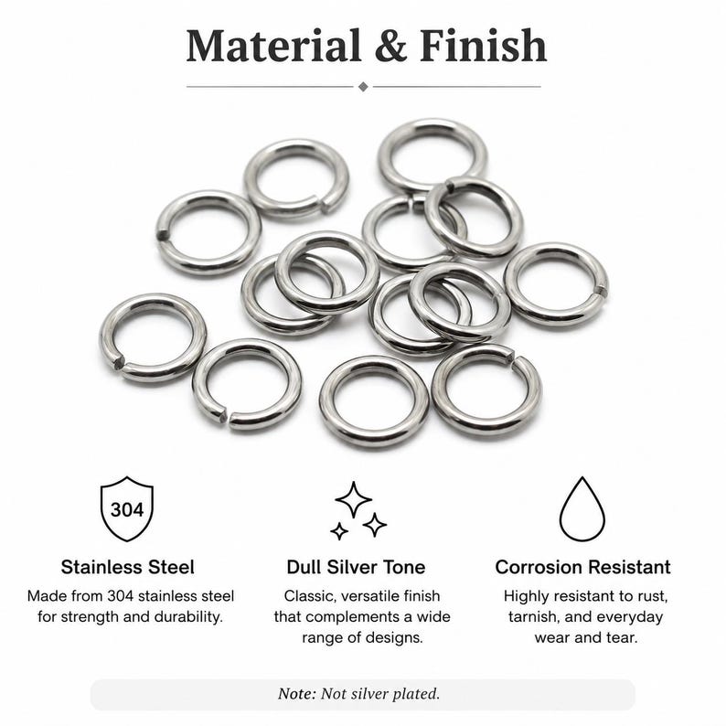 7mm Jump Rings - 100/200/500 Wholesale Stainless Steel 16 Gauge Open Jumprings F0018879 image 5