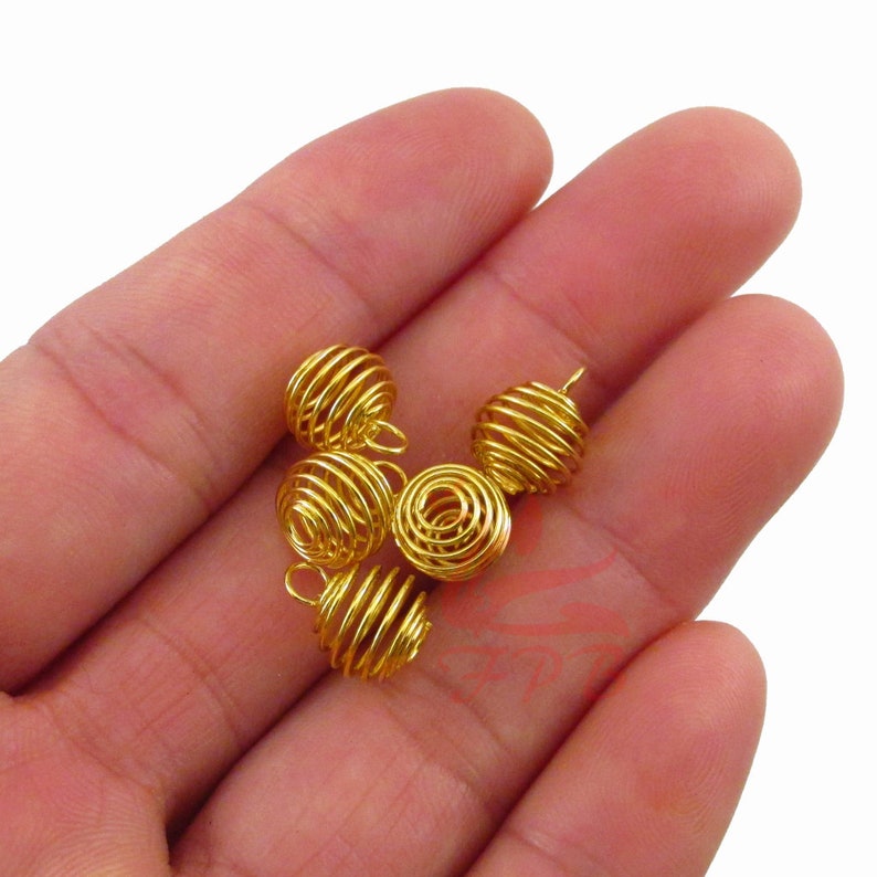 10 Spiral Bead Cage Charms 13mm Wholesale Gold Plated Pendants Etsy