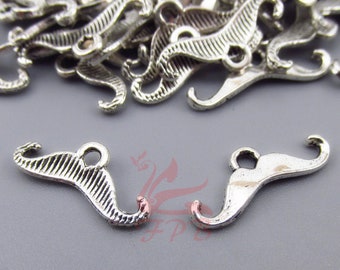 20 Handlebar Mustache Charms 16mm Wholesale Antiqued Silver Plated Pendants SC0039454