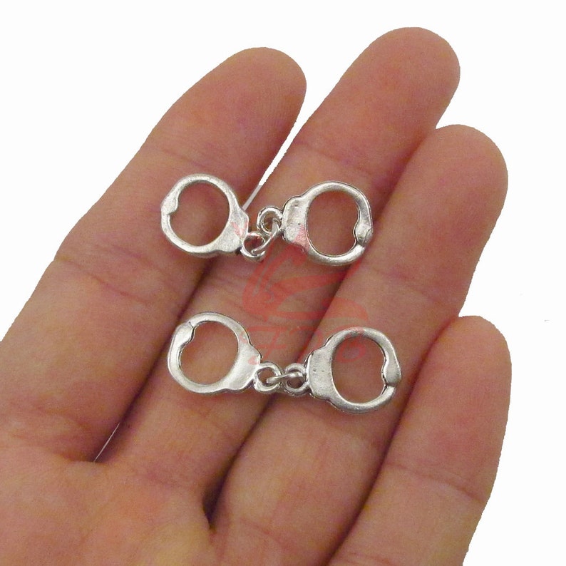 5 Handcuff Charms 31mm Wholesale Antiqued Silver Plated Police Etsy