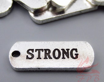 10 Strong Charms 21mm Wholesale Antiqued Silver Plated Pendants SC0101396