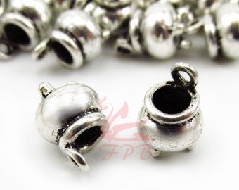 5 Witch Cauldron Charms 12mm Wholesale Antiqued Silver Plated Halloween Pendants SC0029544