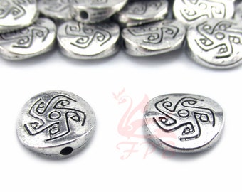 10 Spiral Sun Design Beads 11mm Wholesale Antiqued Silver Plated Spacer Beads SB0105410