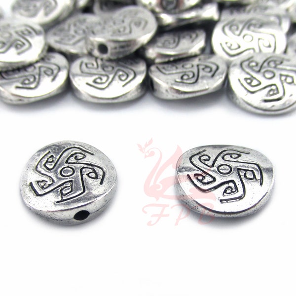10 Spiral Sun Design Beads 11mm Wholesale Antiqued Silver Plated Spacer Beads SB0105410