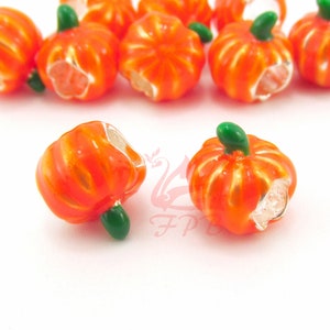 1 Pompoen Kraal 11mm Groothandel Oranje Emaille Groot Gat Europese Kraal EB0073525