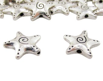 5 Seestern Spacer Perlen 16 mm Antiqued Silver Plated Ocean Beach Swirl Perlen SB705496