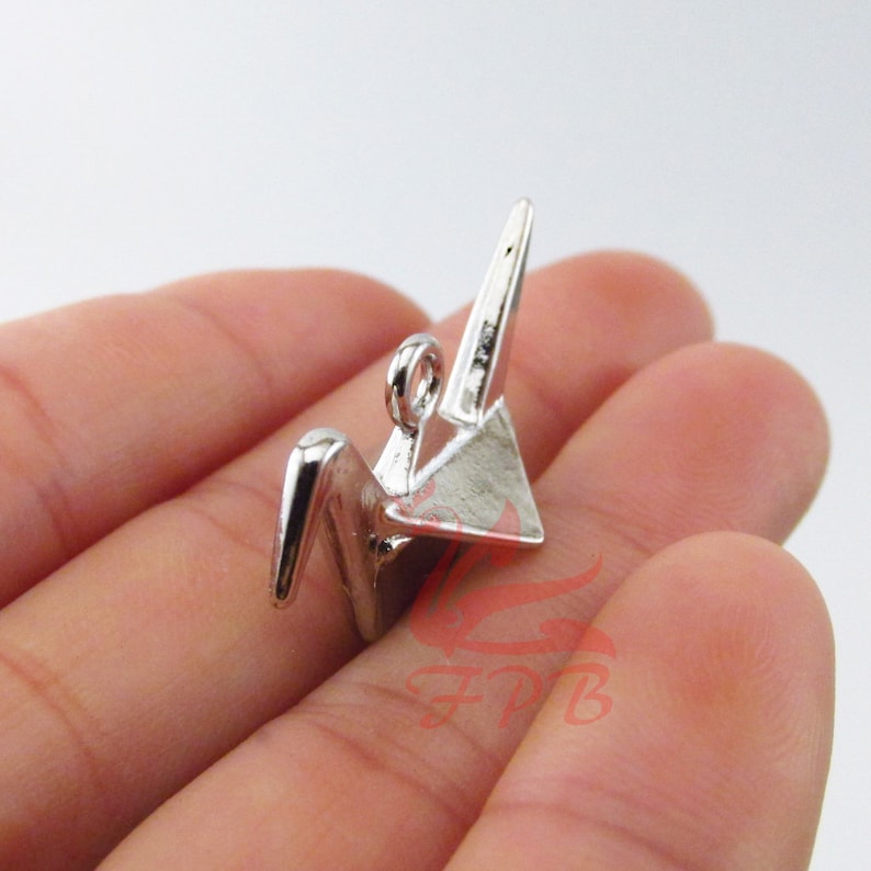 5 Origami Crane Charms 27mm Wholesale Gold Plated Paper Etsy