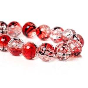 20 Red Crackle Glass Beads 10mm Wholesale Glass Beads For Jewelry Making GB0058104