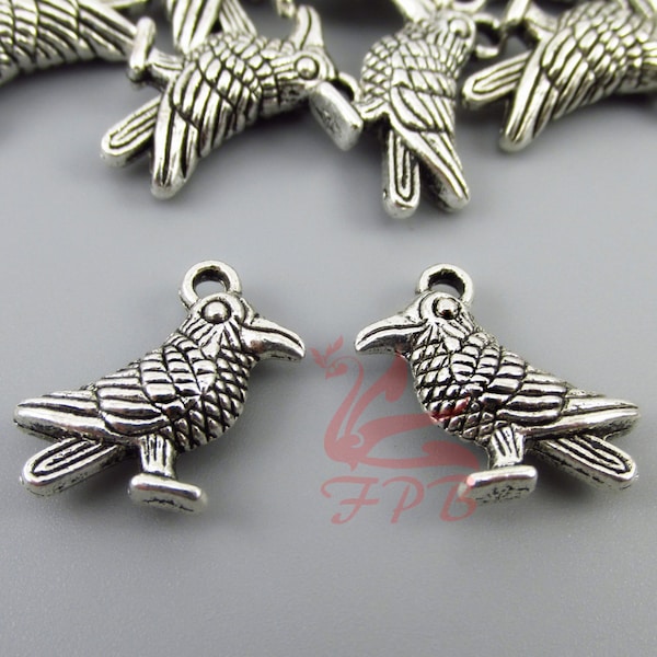 5 Raven Charms 19mm Wholesale Antiqued Silver Plated Ravenclaw Pendants SC0017732