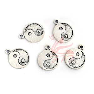 5 Yin Yang Charms 22mm Wholesale Antiqued Silver Plated Jewelry Pendants SC0098807