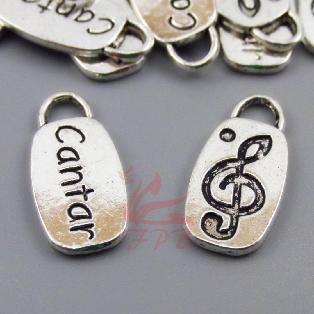 Note Charms 10 Music Clef Note Charms 21mm Wholesale Antiqued Silver Plated Cantar ...