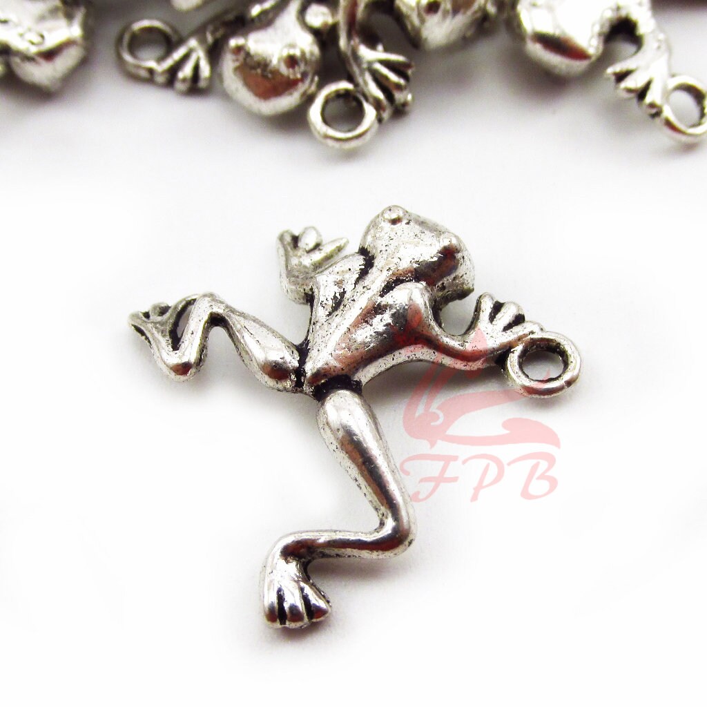 10 Frog Charms Antiqued Silver Frog Charms Wholesale Silver Charms 