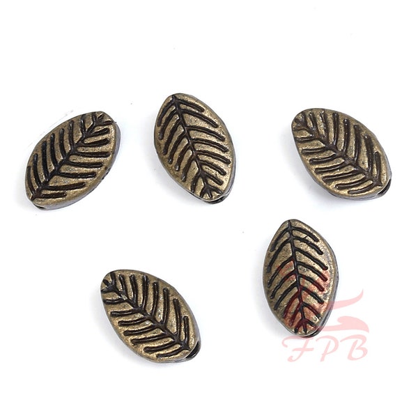 20 Leaf Beads 8mm Wholesale Antiqued Bronze Leaves Spacers SB0084739