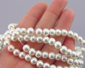 150 White Imitation Pearl Beads 6mm Bulk Glass Pearl Beads GB0012540