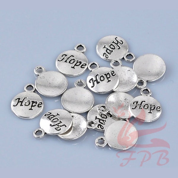 10 Hope-bedels 15 mm groothandel antiek verzilverde bevestigingsberichthangers SC0022195