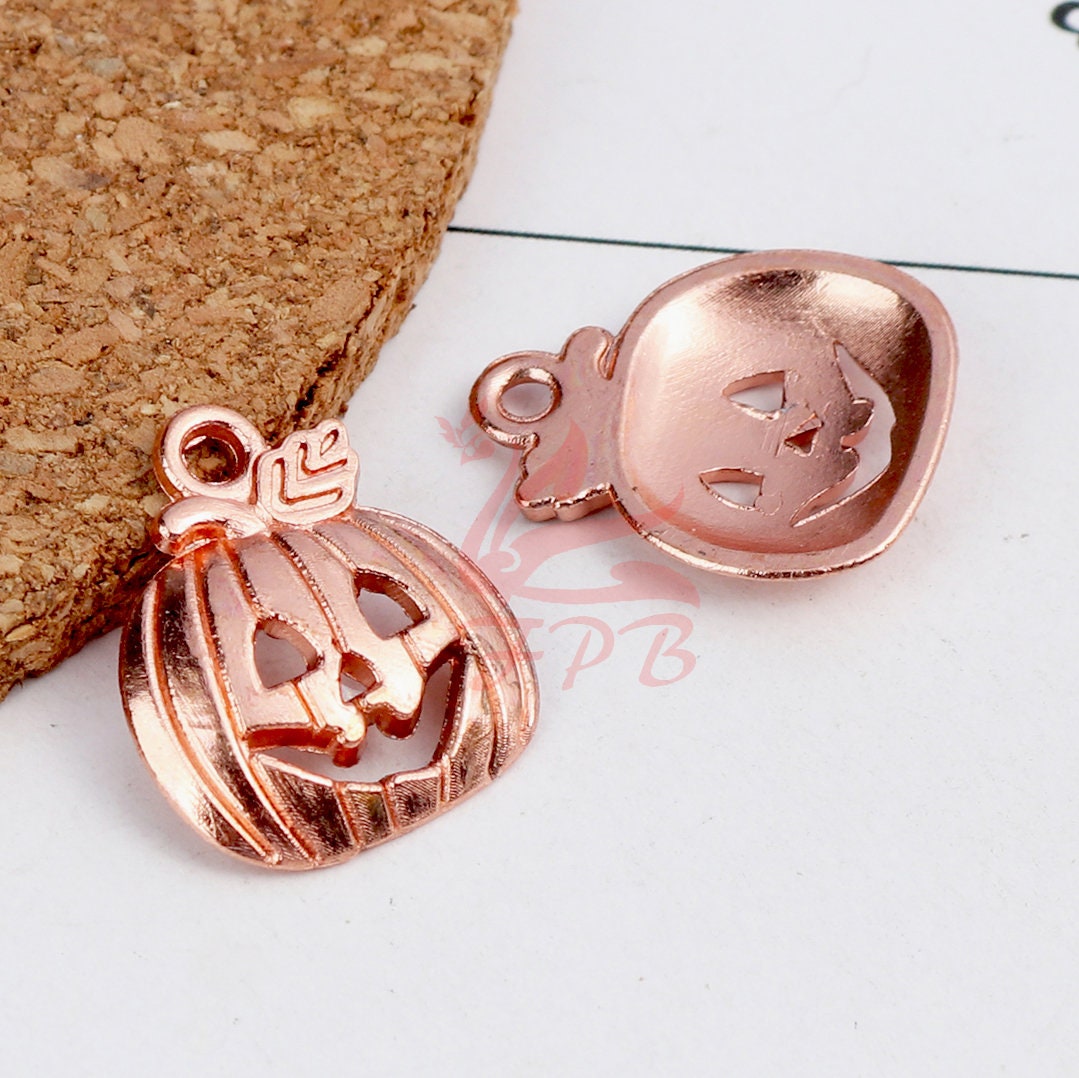 10 Pumpkin Jack O' Lantern Charms 18mm Wholesale Copper Halloween ...