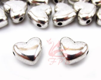 10 Heart Beads 10mm Wholesale Antiqued Silver Plated Spacer Beads SB0098883