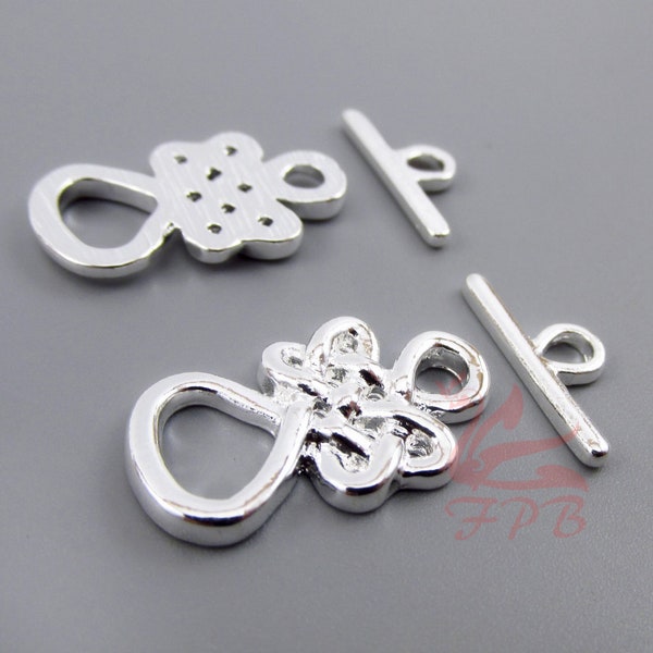 1 Celtic Knot Toggle Clasp Sets 23mm Wholesale Silver Plated Jewelry Making Findings F0089188