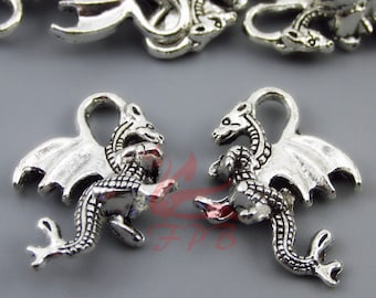 10pcs antique silver color 36x32mm metal Chinese dragon pendant charm handmade jewelry making DIY finding earring necklace drop BM116