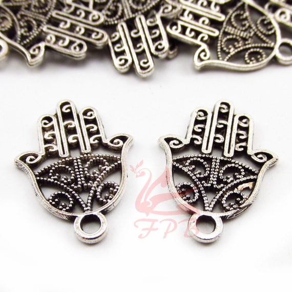 Hamsa Hand Charm Wholesale Silver Plated Pendants C1509-10 20 Or 50PCs Hamsa Hand Charm Wholesale Silver Plated Pendants C1509-10 20 Or 50PCs