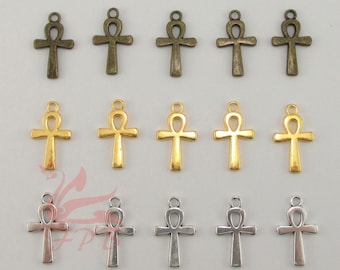 15 Ankh Cross Charms Mix 22mm all'ingrosso Oro Anticato Argento Bronzo Ciondoli Egiziani CM0248736