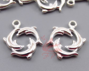 5 Blue Eye Dolphin Antique Silver Charm European Jewelry 11 12 & 5mm Hole R121 5 Blue Eye Dolphin Antique Silver Charm European Jewelry 11 12 & 5mm Hole R121