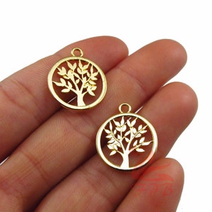 2 Tree of Life Charms 20mm Wholesale Gold Plated Tree Pendants - Etsy