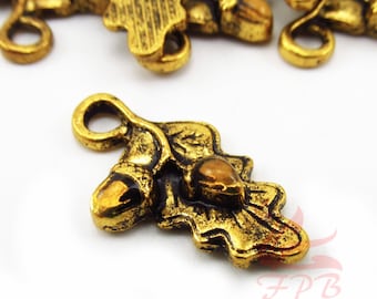 2 breloques gland de 23 mm en gros pendentifs automne plaqués or vieilli GC0070887