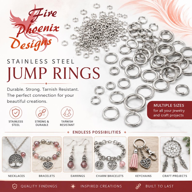 6mm Split Jump Rings - 100/200/500 Wholesale Stainless Steel 18 Gauge Open Jump Rings F0017923 image 4