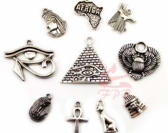 thumbnail image 2 of 60 PCS Antique Silver Egypt Pyramid Charms - Zinc Alloy Jewelry Making Supplies 2 of 14