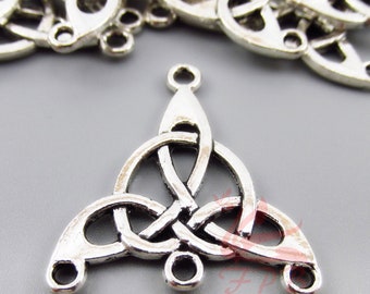 10 Celtic Knot Connector Charms 29mm Wholesale Antiqued Silver Plated Pendants SC0028385