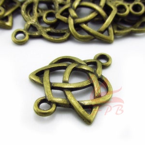 10 Celtic Trinity Knot Charms 24mm Antiqued Bronze Connector Pendants BC0080906