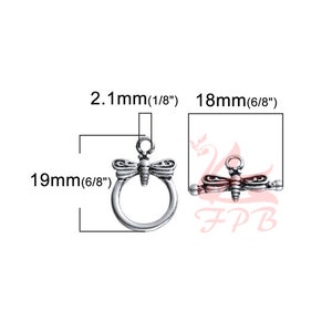1 Dragonfly Toggle Clasp Set 19mm Wholesale Silver Plated Jewelry Making Findings F0081627 image 2