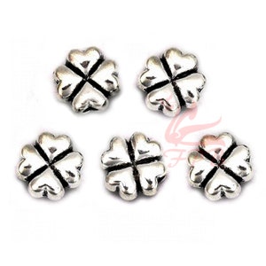 10 Four Leaf Clover Beads 12mm Wholesale Antiqued Silver Plated Spacer Beads SB0125702