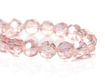 50 perline di vetro sfaccettate AB rosa chiaro AB 6mm perline di vetro all'ingrosso Aurora Borealis per gioielli facendo GB0048878