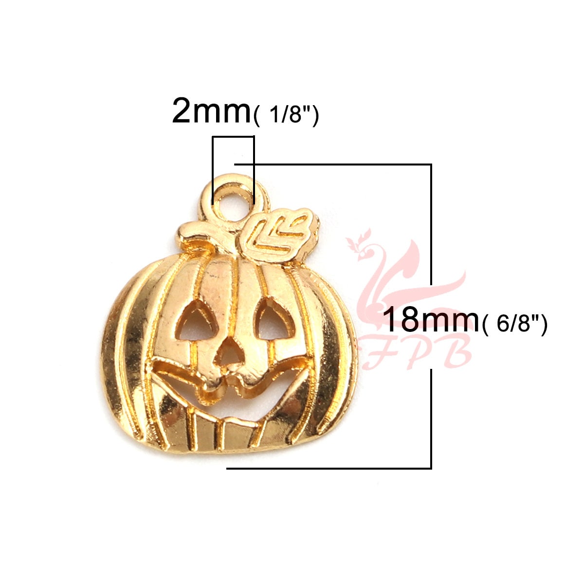 10 Pumpkin Jack O' Lantern Charms 18mm Wholesale Gold Plated Halloween ...