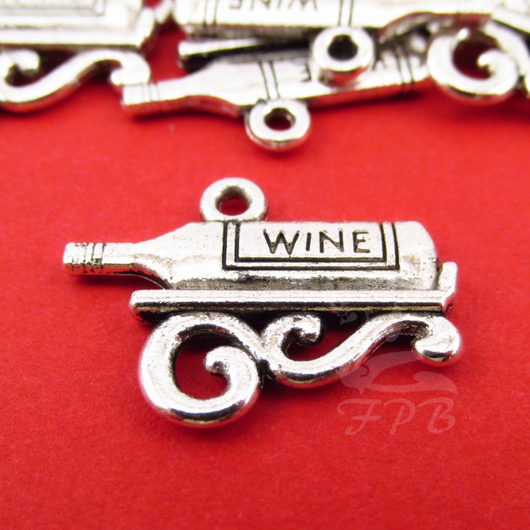 BULK 50 Wine Barrel charms antique silver tone FD18 - SALE 50