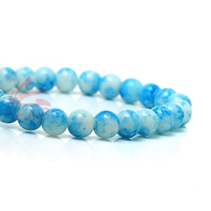 50 Blue And White 8mm Glass Beads Wholesale Turquoise Sky Blue Glass Beads For Jewelry Making GB21797