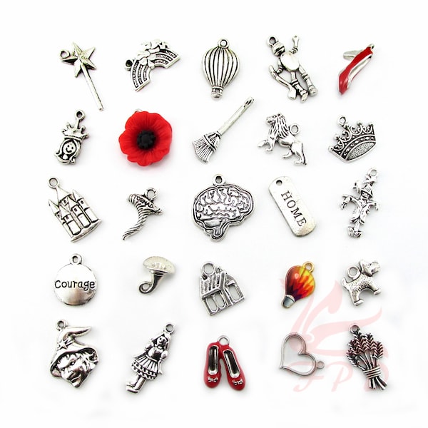 Wizard Of Oz 25 Pieces Charm Set - Wholesale Antiqued Silver Plated Charms Collection CC05202023