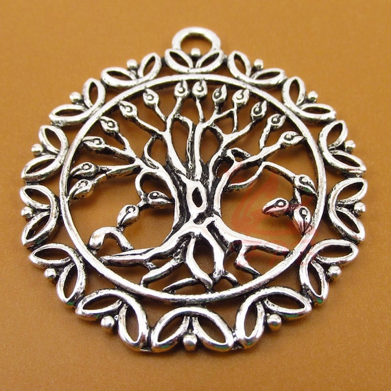 1 Tree Of Life Pendant 51mm Wholesale Large Antiqued Silver Plated Focal Necklace Pendant For Jewelry Making SP0100419