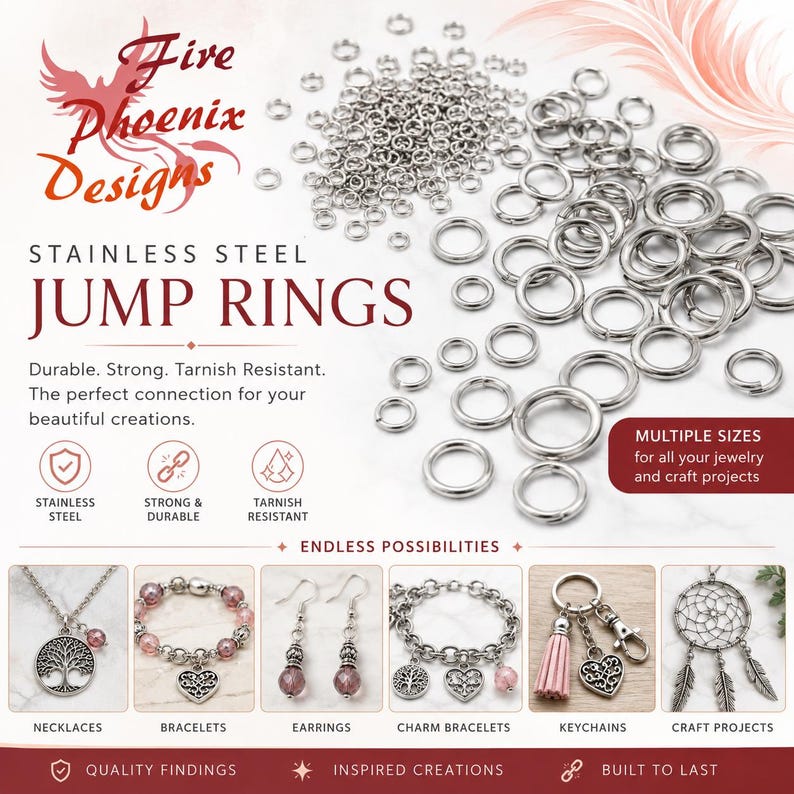 8mm Jump Rings - 100/200/500 Wholesale Stainless Steel 18 Gauge Open Jumprings F0010272 image 8