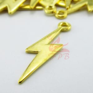 10 Lightning Bolt Charms 29mm Gold Plated Pendants GC0112597