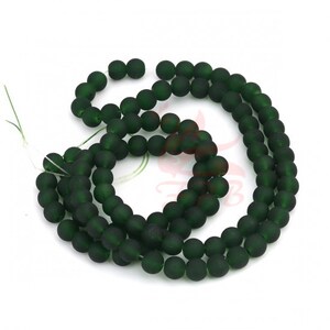 50 cuentas de vidrio verde esmeralda de 8 mm - Venta al por mayor de cuentas de vidrio esmerilado verde oscuro para joyería GB0226314