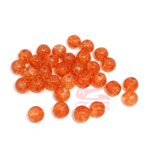 50 Orange 8mm Glass Beads - Wholesale Orange Crackle Beads For Jewelry Making GB0005637