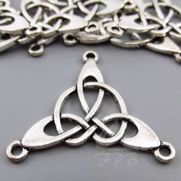 2 Celtic Knot Charms 35mm Wholesale Antiqued Silver Plated Pendants SC0079212
