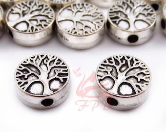 10 Tree Of Life Beads 9mm Wholesale Antiqued Silver Plated Spacer Beads SB0105245